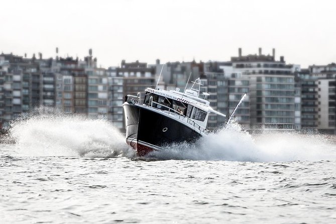 Unique skyline sailing - From Blankenberge harbor toward De Haan and Wenduine